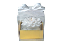 Beyaz Çiçekli Mum Gold Nikah Şekeri - Thumbnail